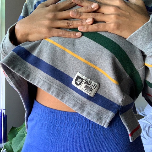 Striped vintage look long sleeved polo - Picture 3 of 3